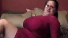 Busty Curly Brunette With Big Boobs Fucks On Couch