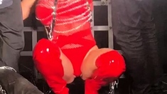 Foot Fetish Blonde Blowjobs and Red Lingerie