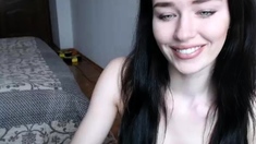 Beautiful teen brunette Jessica Sinn masturbates