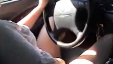 blonde girl masturbating in the car