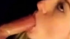 Blonde girl sucks like a pro an gets cum in mouth