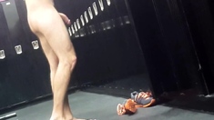 Caught getting hard on in locker room - boner spy, big dick