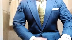 Str8 daddy jerking off in suit