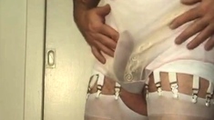 Dyanne JO in 20-garter girdle -- Cum Drops Keep Falling!!