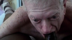 Grandpa sucks and eats cum