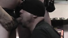 Two dudes get nasty on each other's dicks right there in the sex store