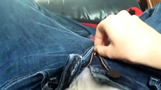 girl orgasms with hand in jeans